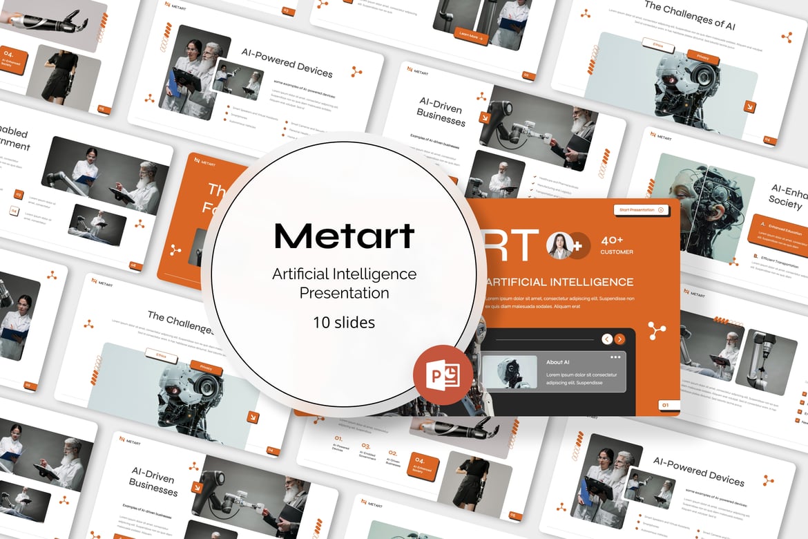 Template Powerpoint Kecerdasan Buatan Metart yang Menakjubkan