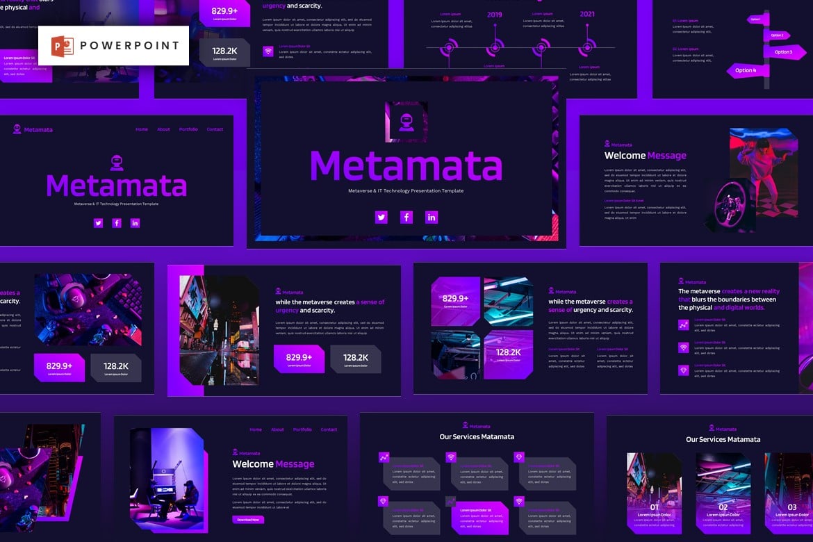 Template Presentasi Powerpoint Metaverse & Teknologi IT yang Modern dan Kreatif