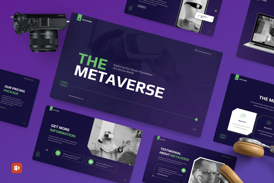 Template PowerPoint Metaverse & Realitas Virtual yang Menarik