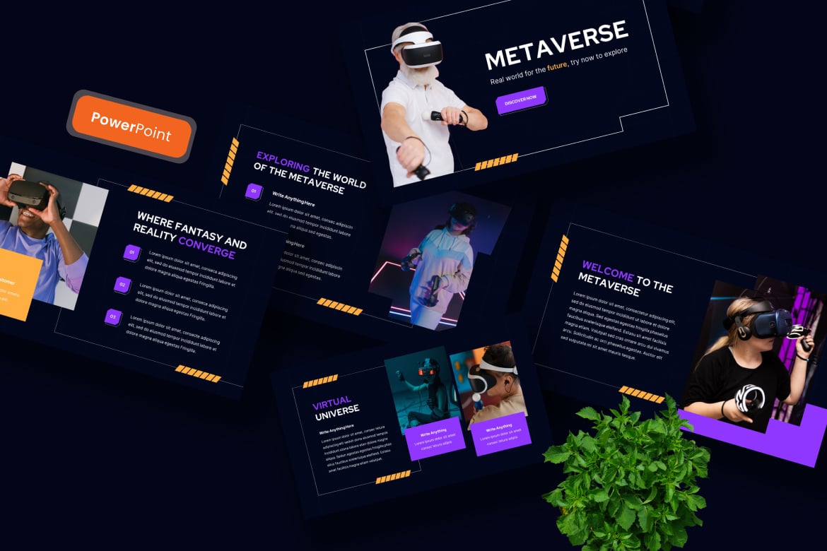 Template PowerPoint Metaverse & Realitas Virtual yang Menarik
