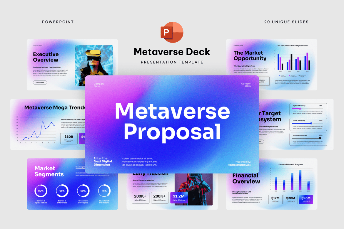 Template Presentasi PowerPoint Metaverse yang Futuristik