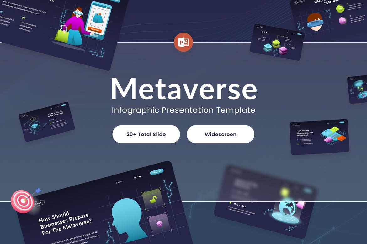 Template Presentasi PowerPoint Infografis Metaverse yang Menarik