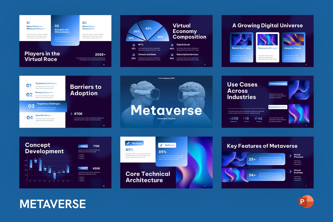 Template PowerPoint Metaverse Modern dan Minimalis
