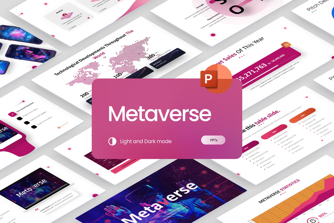 Template PowerPoint Teknologi Metaverse yang Futuristik