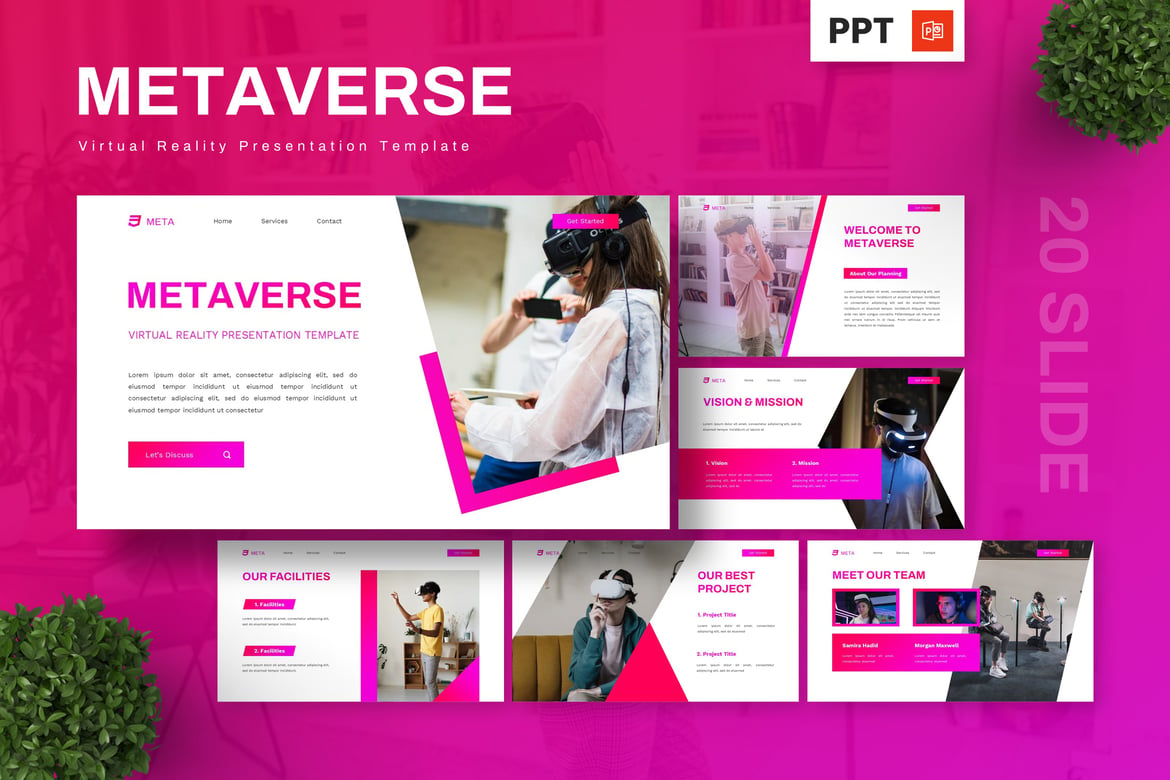 Template PowerPoint Metaverse - Desain Realitas Virtual yang Menakjubkan
