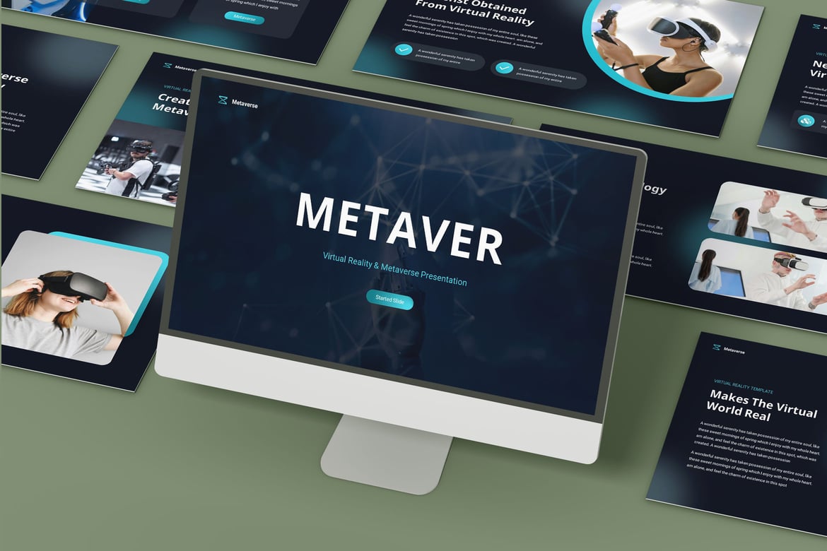 Template Presentasi PowerPoint Metaver untuk Virtual Reality dan Metaverse