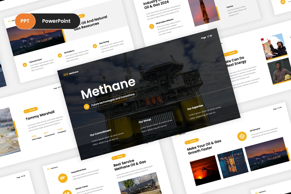 Template PowerPoint Methane untuk Minyak dan Gas yang Menarik