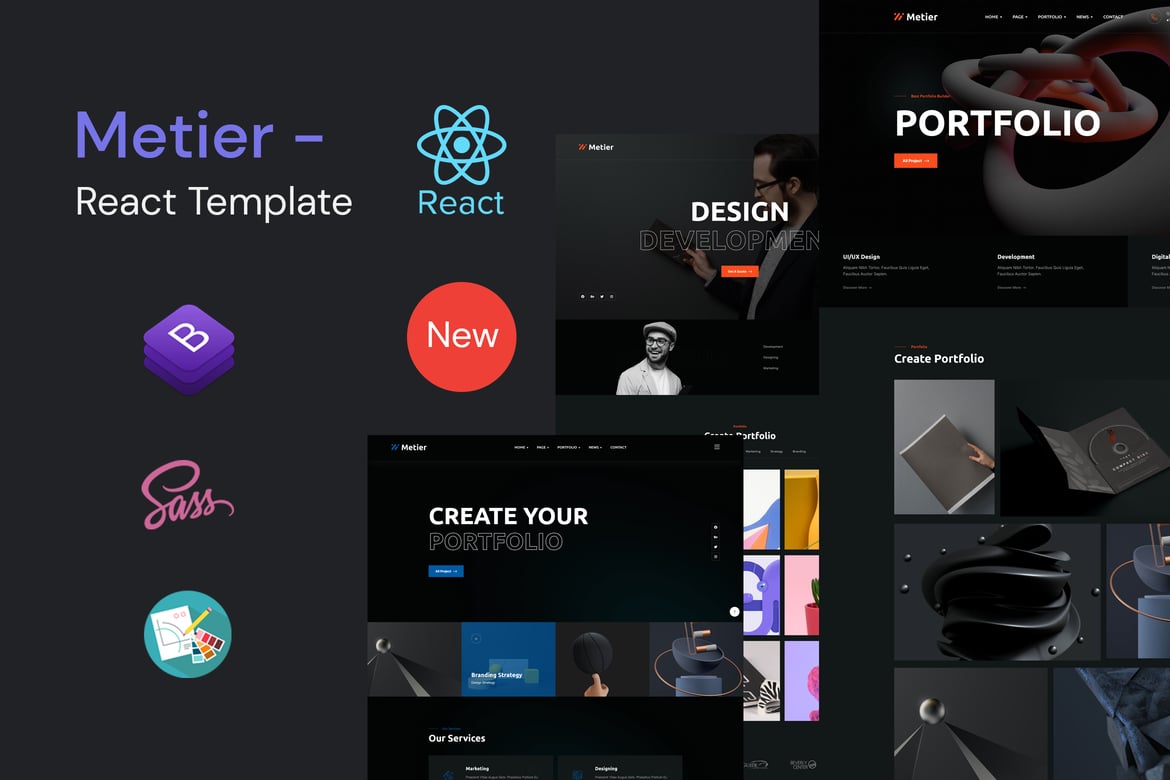 Metier - Template Website Portfolio Pribadi Berbasis React