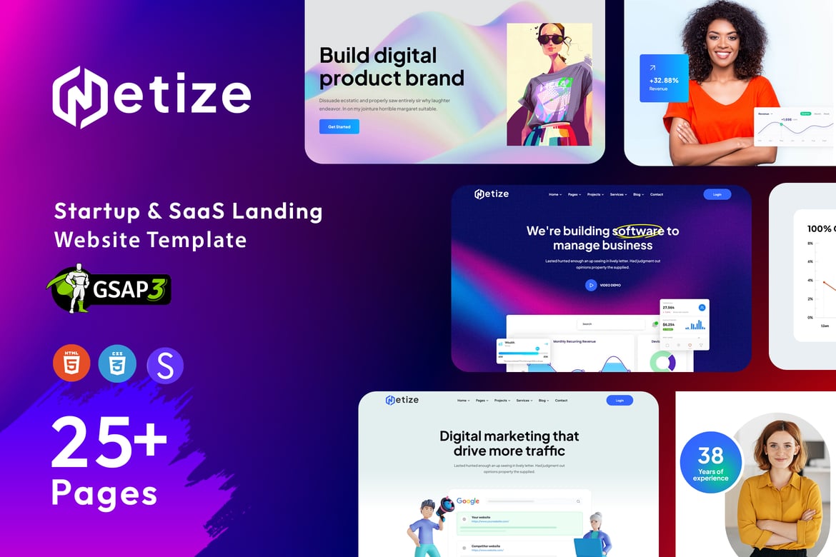 Metize - Template Website Modern untuk Startup & SaaS