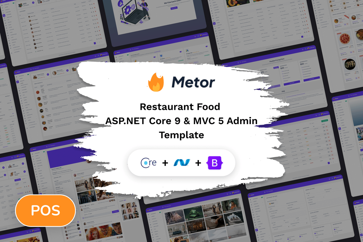 Metor - Template Website Admin untuk Restoran dan Makanan dengan ASP.Net Core 9 & MVC 5