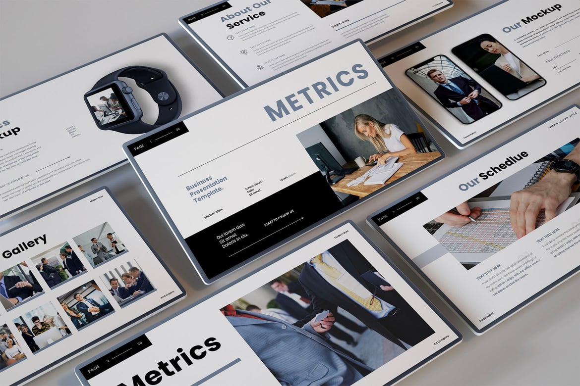 Template Presentasi Bisnis Metrics - PowerPoint yang Menarik dan Profesional