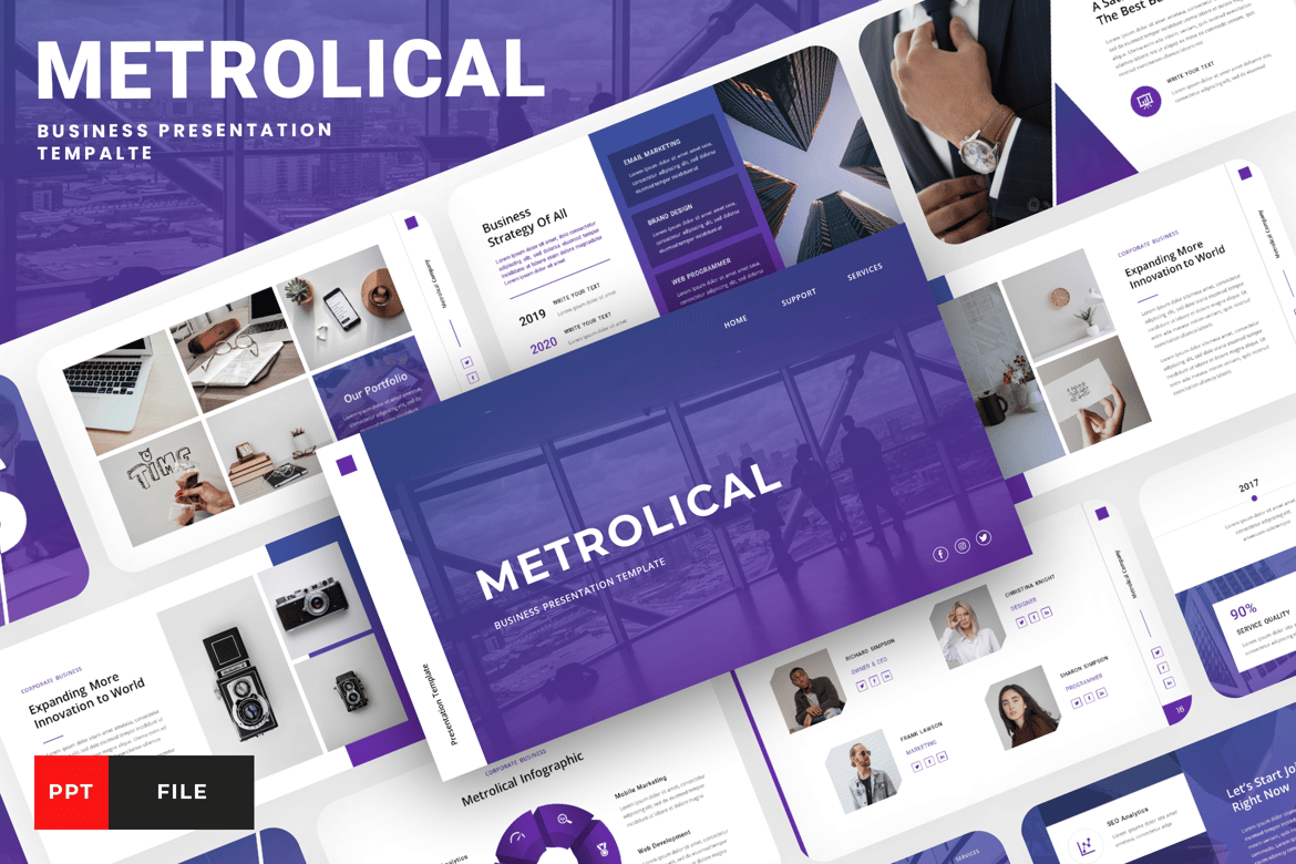 Metrolica – Template Presentasi PowerPoint Animasi untuk Bisnis Korporat