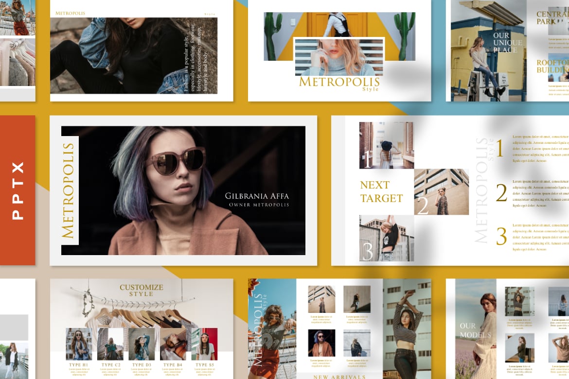 Template Presentasi Fashion Metropolis yang Modern dan Stylish