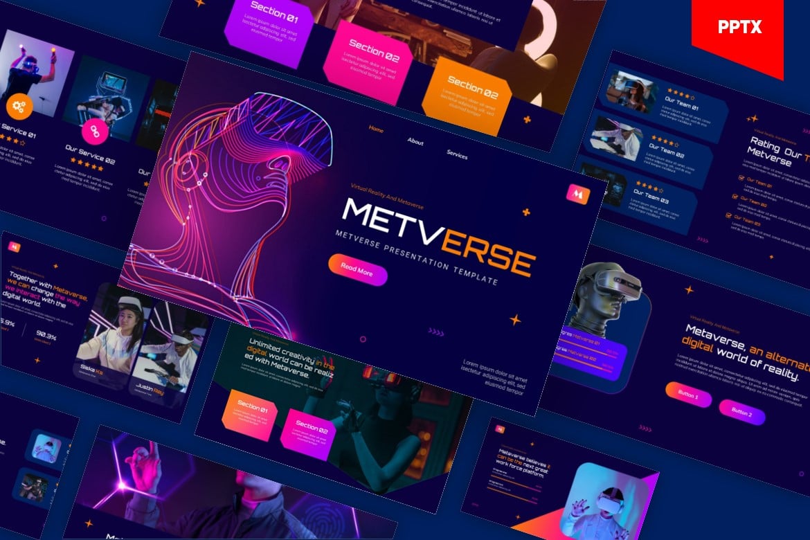 Template Powerpoint METVERSE: Solusi Presentasi Virtual Reality dan Metaverse yang Modern