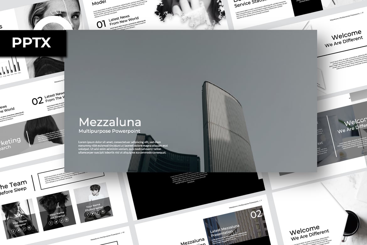 Template Presentasi Mezzaluna yang Modern dan Serbaguna