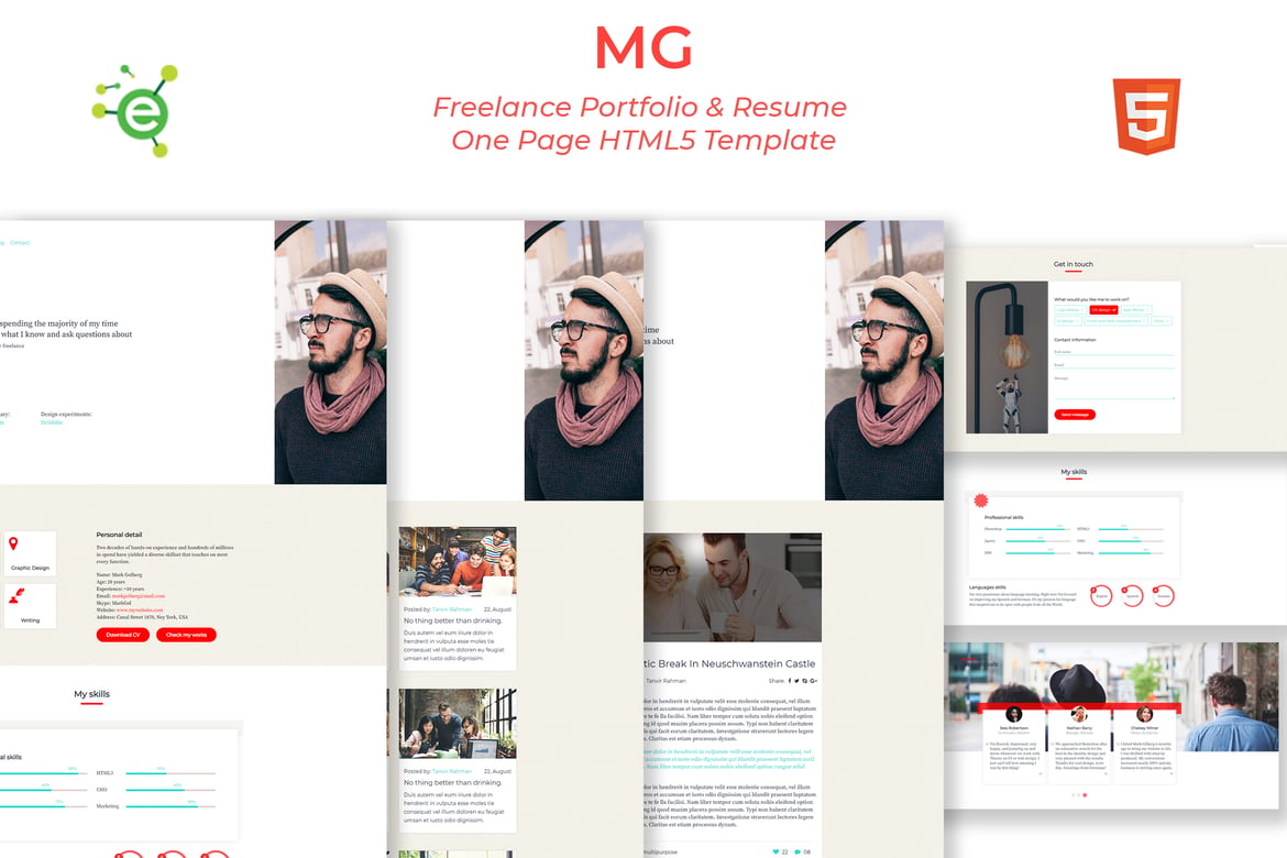MG - Template Website Portofolio dan Resume HTML5 yang Menarik