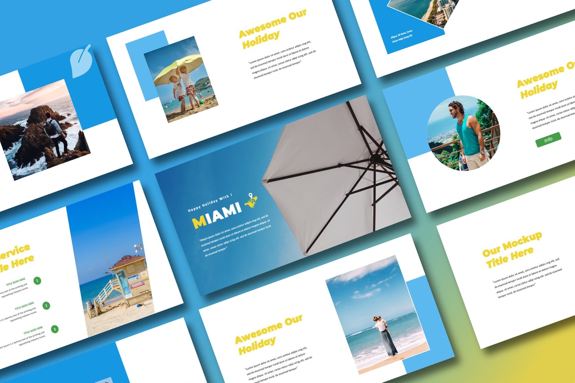 Template PowerPoint Liburan Miami yang Modern dan Elegan