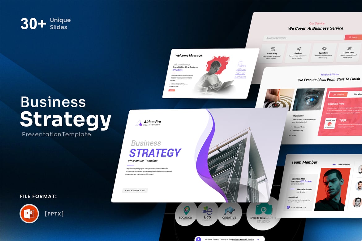 Template PowerPoint Strategi Bisnis Micropack yang Menarik dan Profesional