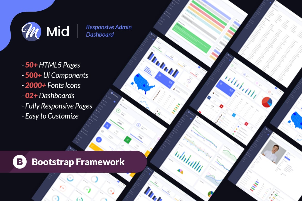 Template Dashboard Kreatif Mid yang Profesional dan Responsif