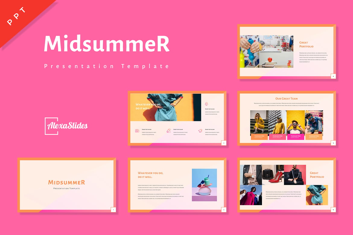 Template PowerPoint Midsummer - Desain Kreatif untuk Presentasi Menarik