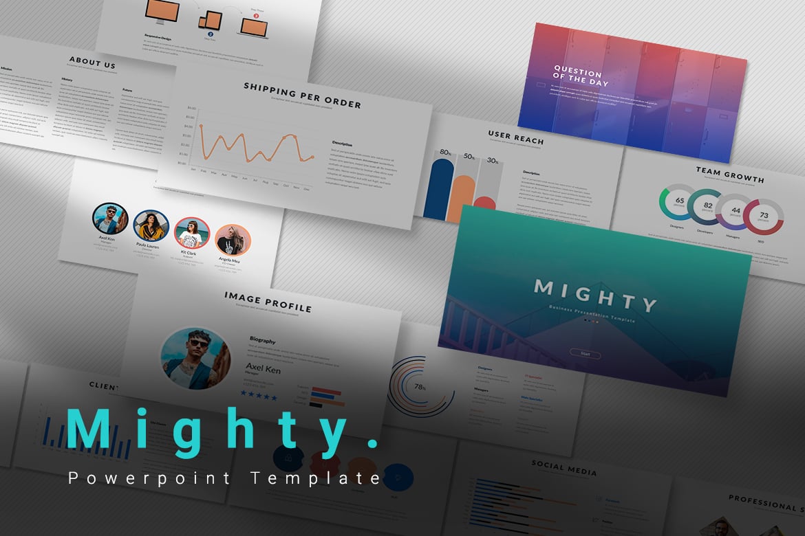 Template Presentasi PowerPoint Mighty yang Kuat dan Menarik