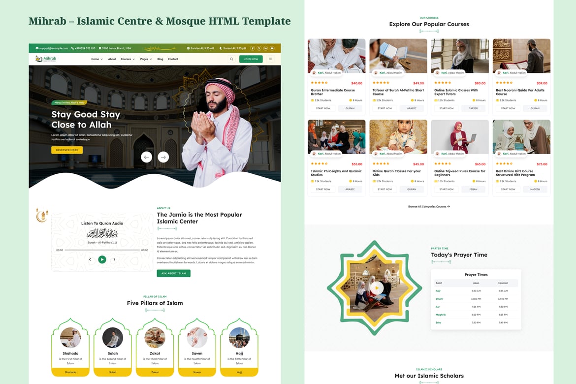 Template Website Mihrab – Solusi Modern untuk Pusat Islam dan Masjid