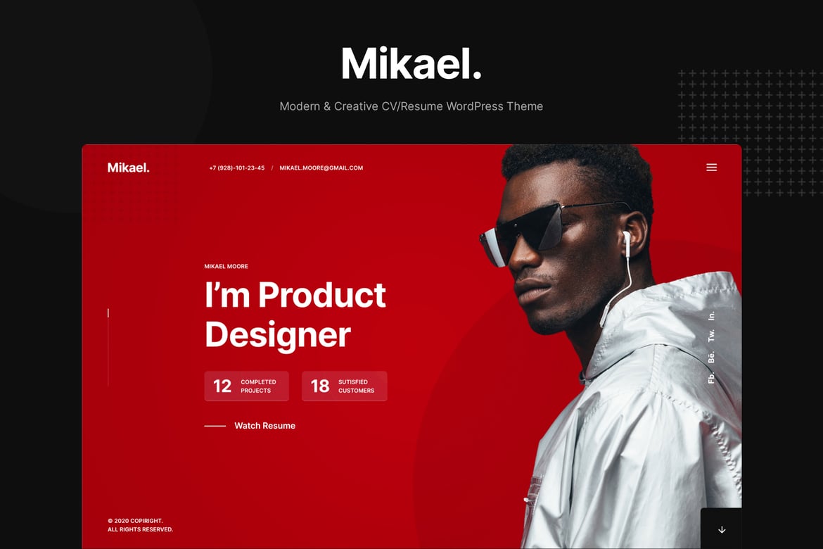 Mikael - Tema WordPress CV/Resume Modern dan Kreatif yang Menarik