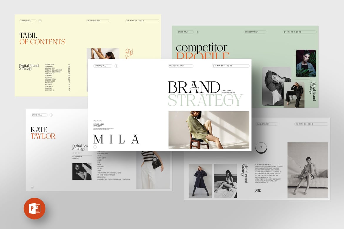 Template PowerPoint Strategi Merek Mila yang Menarik dan Profesional