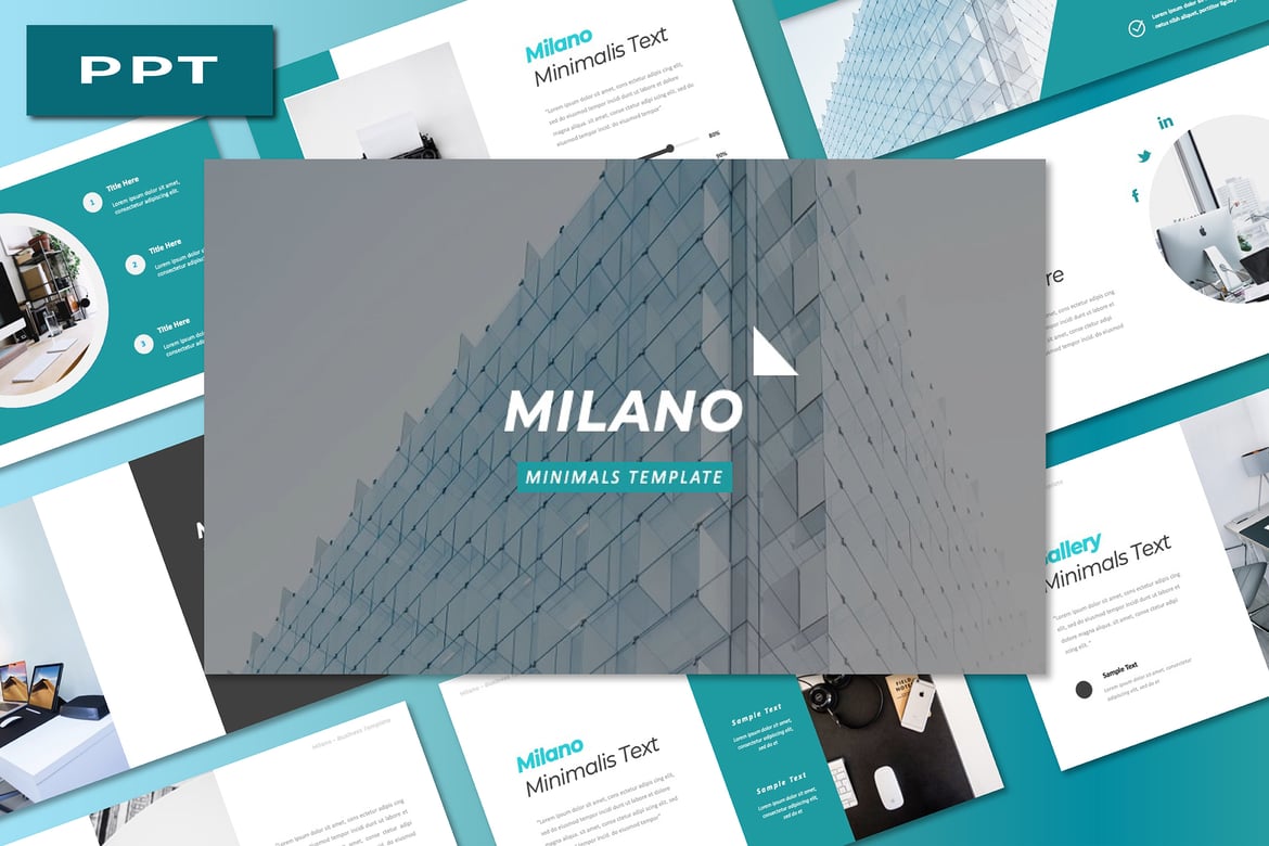 Template Presentasi PowerPoint Bisnis Milano yang Minimalis