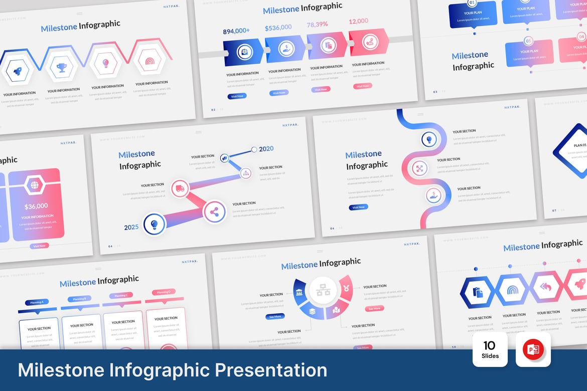 Template PowerPoint Infografis Milestone yang Menarik