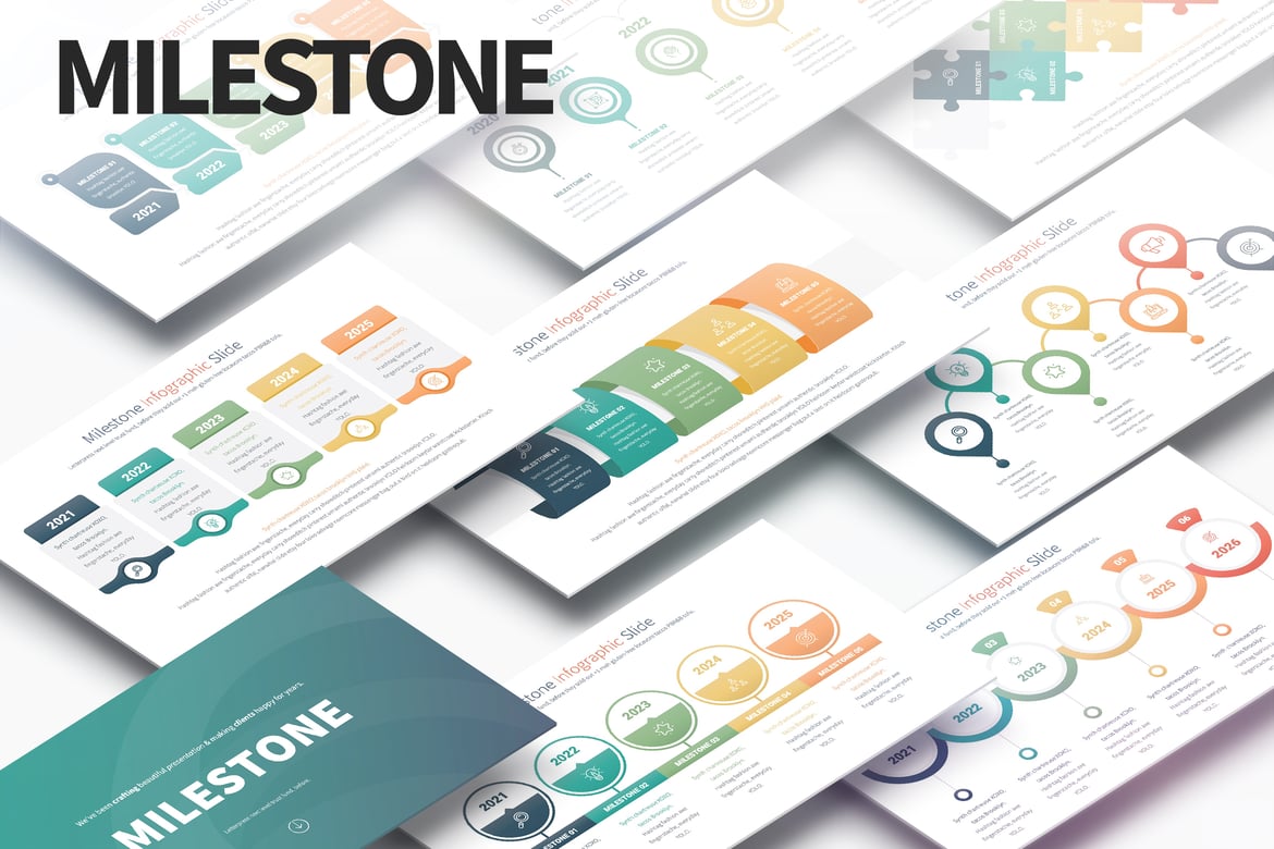 Template PowerPoint Infografis Milestone yang Menarik