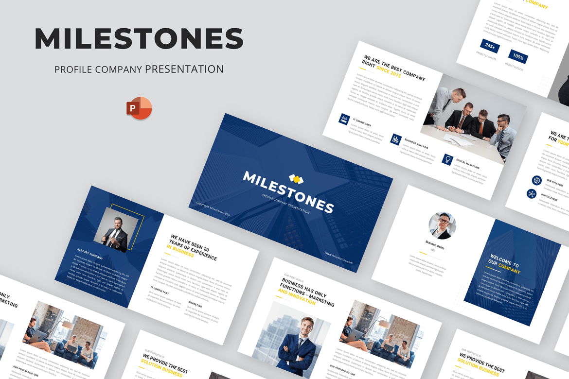 Template Presentasi PowerPoint Milestones - Solusi Serbaguna untuk Bisnis Anda