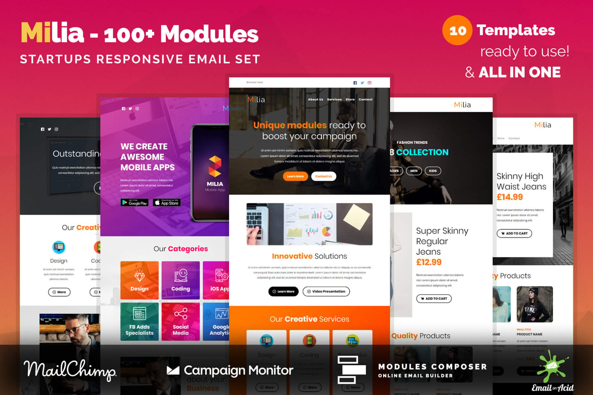 Milia - Template Email Responsif dengan 100+ Modul untuk E-Commerce