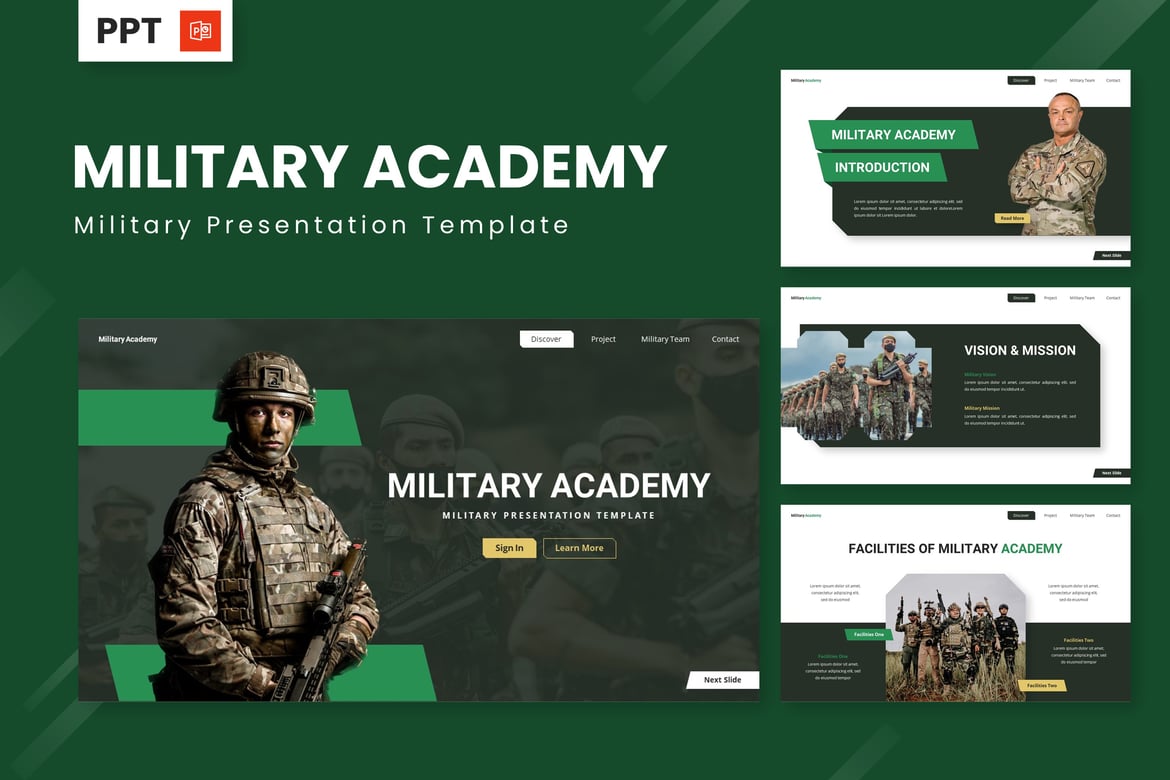 Template Presentasi Militer - Powerpoint Profesional untuk Akademi