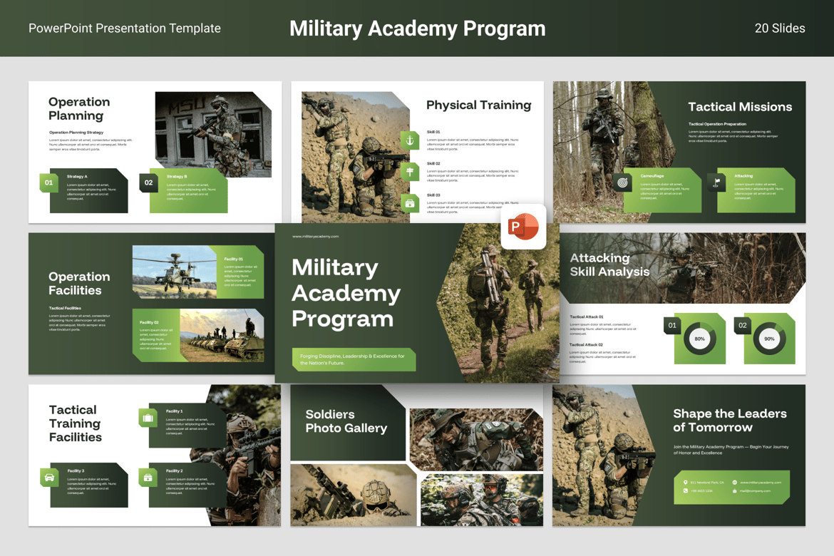 Template Presentasi Program Akademi Militer yang Profesional dan Menarik