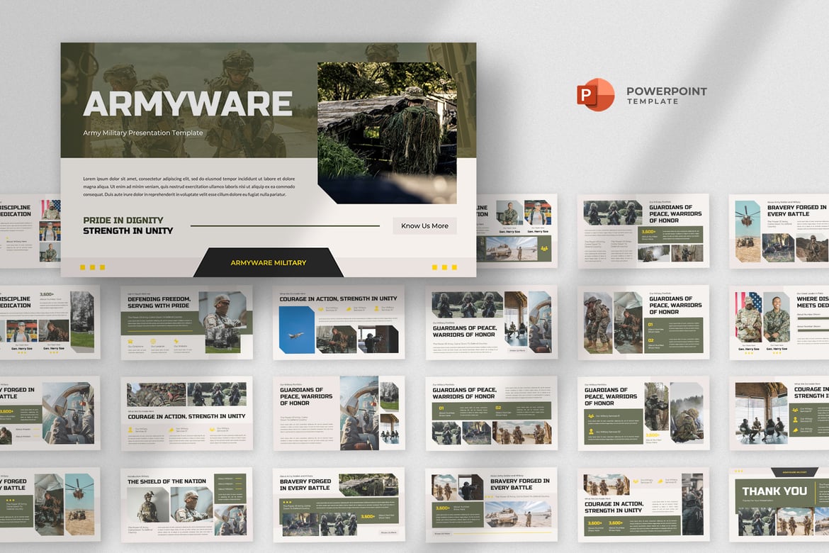 Template Powerpoint Militer & Angkatan Darat yang Profesional dan Modern