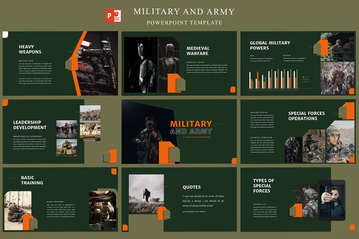 Template PowerPoint Militer & Angkatan Darat yang Menarik