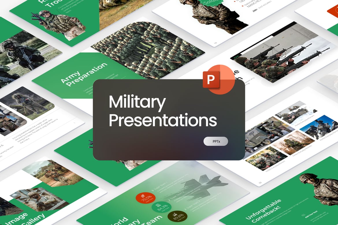 Template PowerPoint Minimalis Militer yang Elegan
