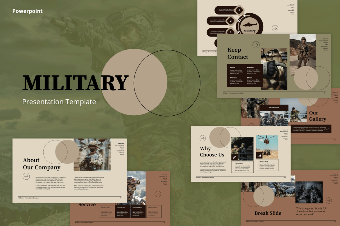 Template Powerpoint Militer yang Modern dan Profesional