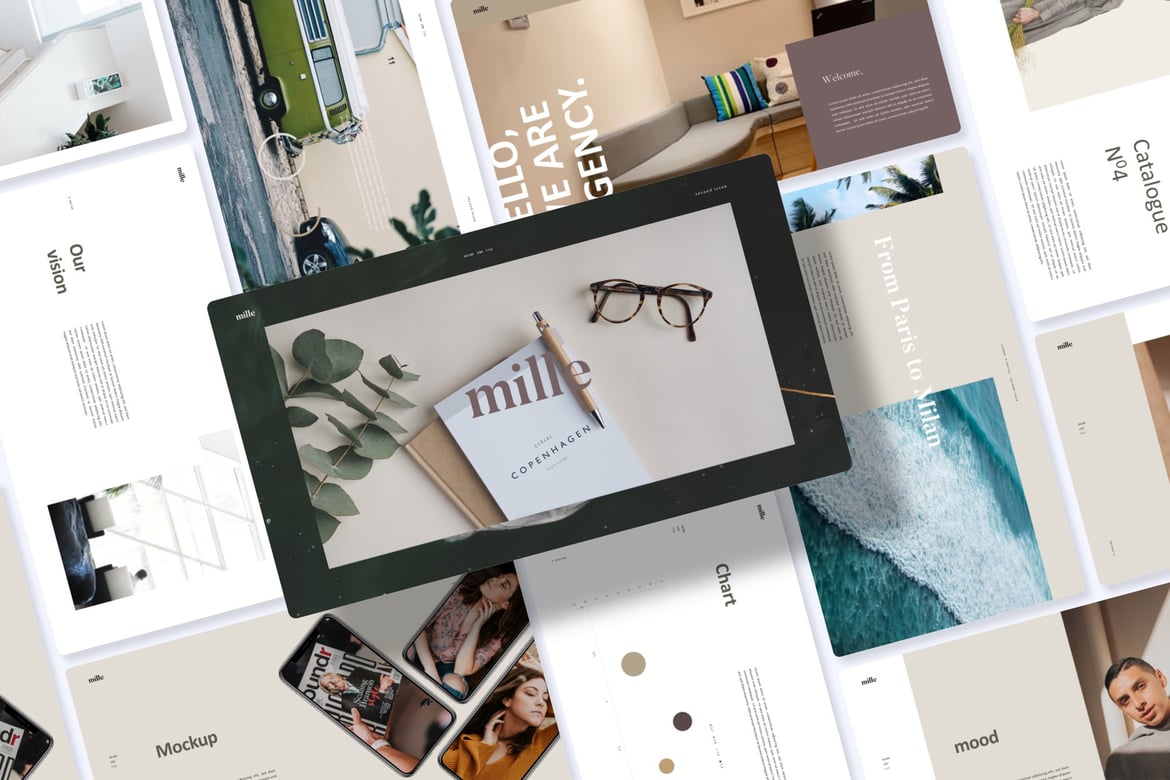 Template Powerpoint Mille - Lookbook Elegan untuk Presentasi Anda