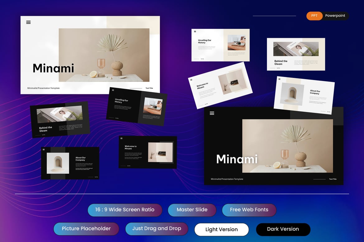 Minami - Template PowerPoint Minimalis yang Elegan