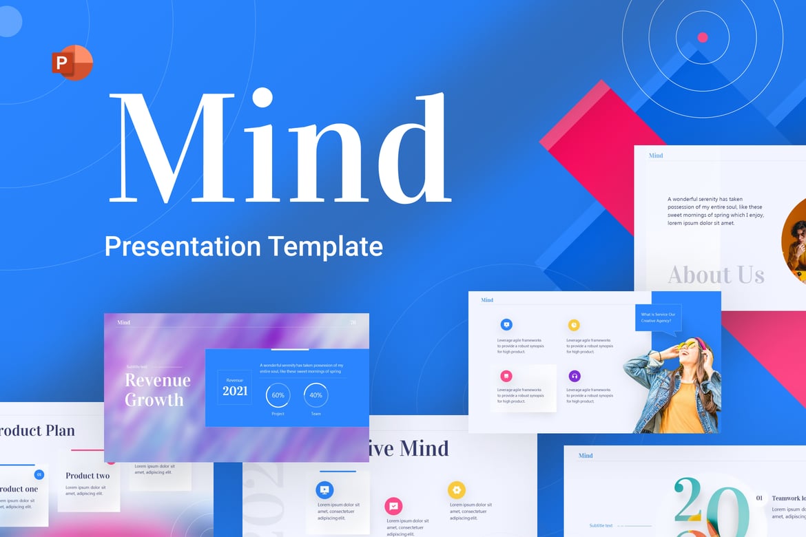 Template PowerPoint Agensi Kreatif Mind yang Elegan dan Minimalis