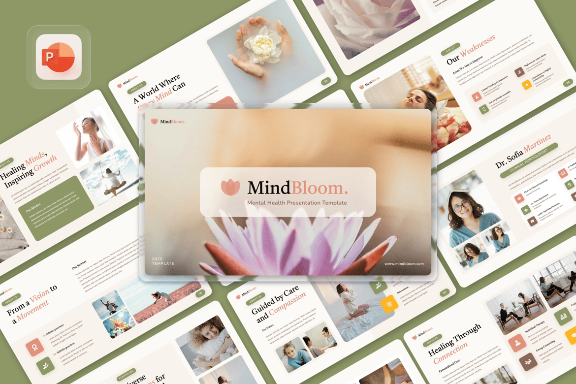 MindBloom – Template PowerPoint Kesehatan Mental yang Menyentuh Hati