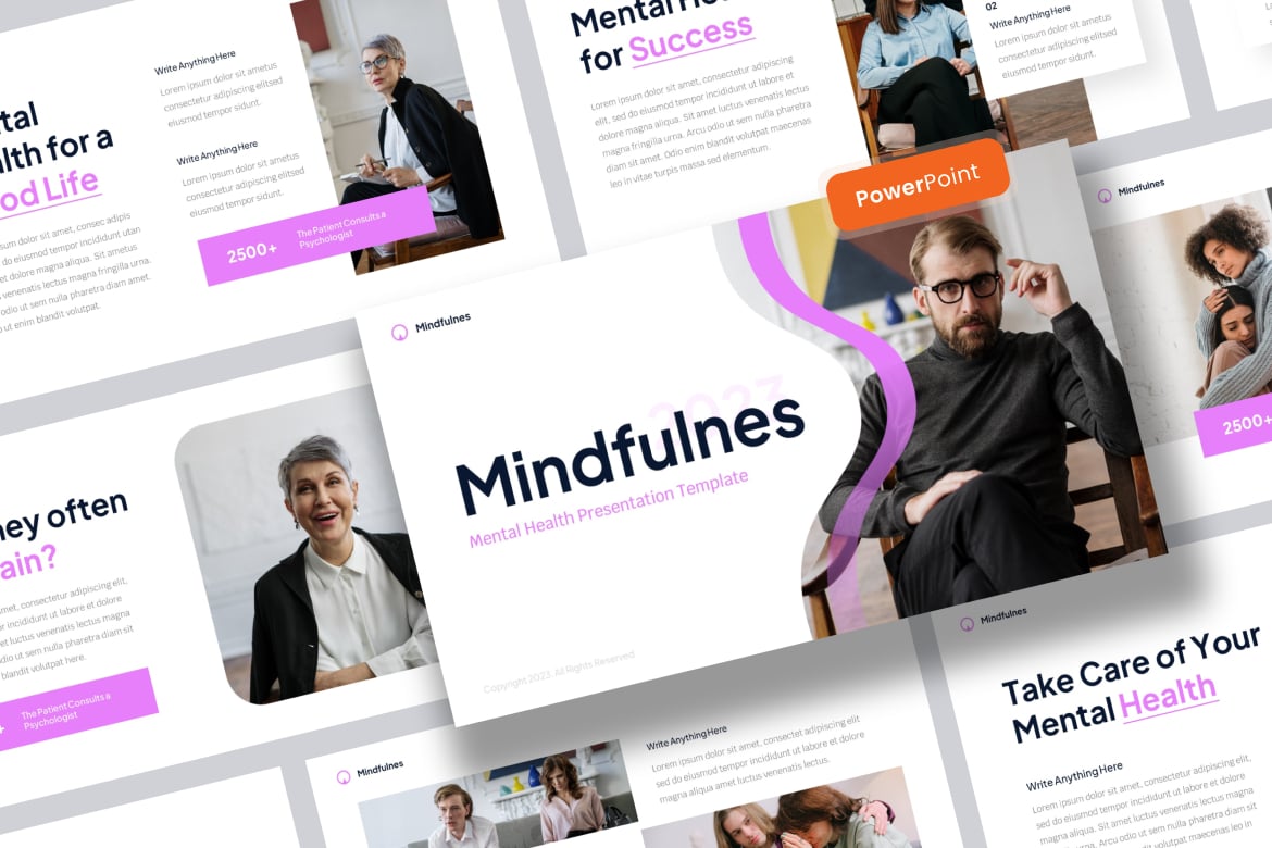 Template PowerPoint Kesehatan Mental Mindfulnes yang Menarik