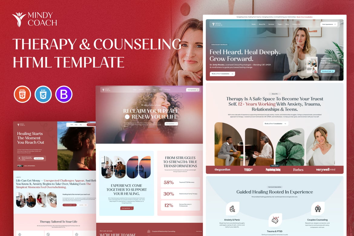 Mindycoach - Template Website Terapi & Konseling Modern