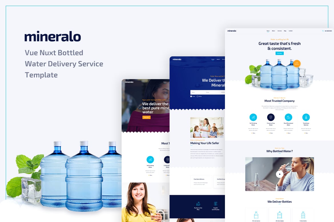 Mineralo - Template Website Pengantaran Air Minum Berbasis Vue Nuxt