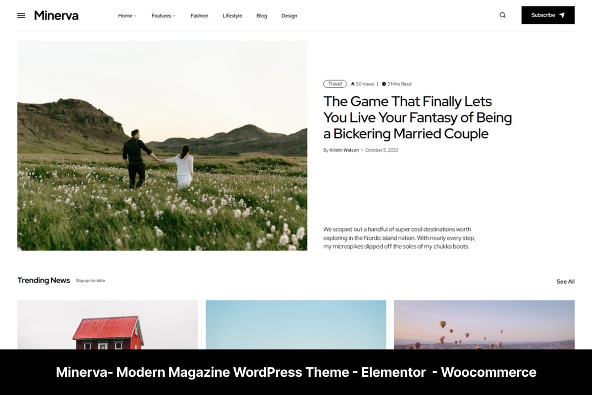 Minerva - Tema WordPress Blog Modern yang Menarik