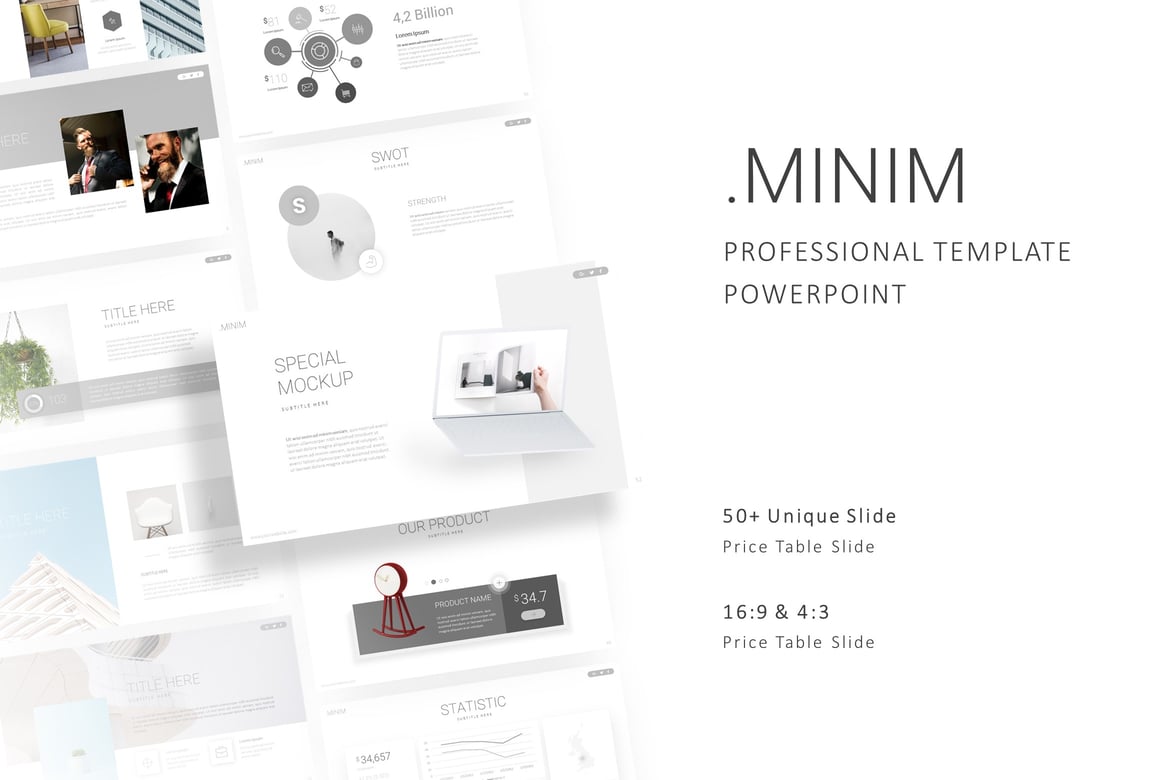Minim - Template Presentasi Powerpoint Profesional yang Kreatif