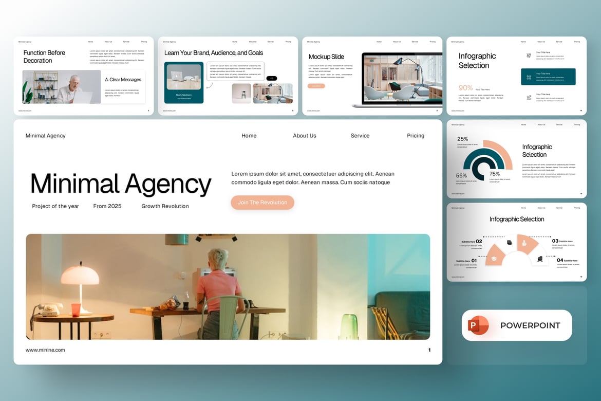 Template PowerPoint Agensi Minimalis yang Modern dan Elegan