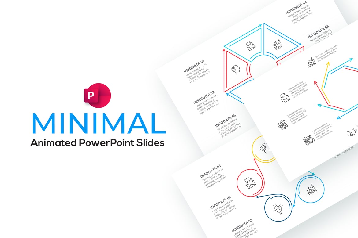 Template PowerPoint Infografis Animasi Minimalis yang Menarik